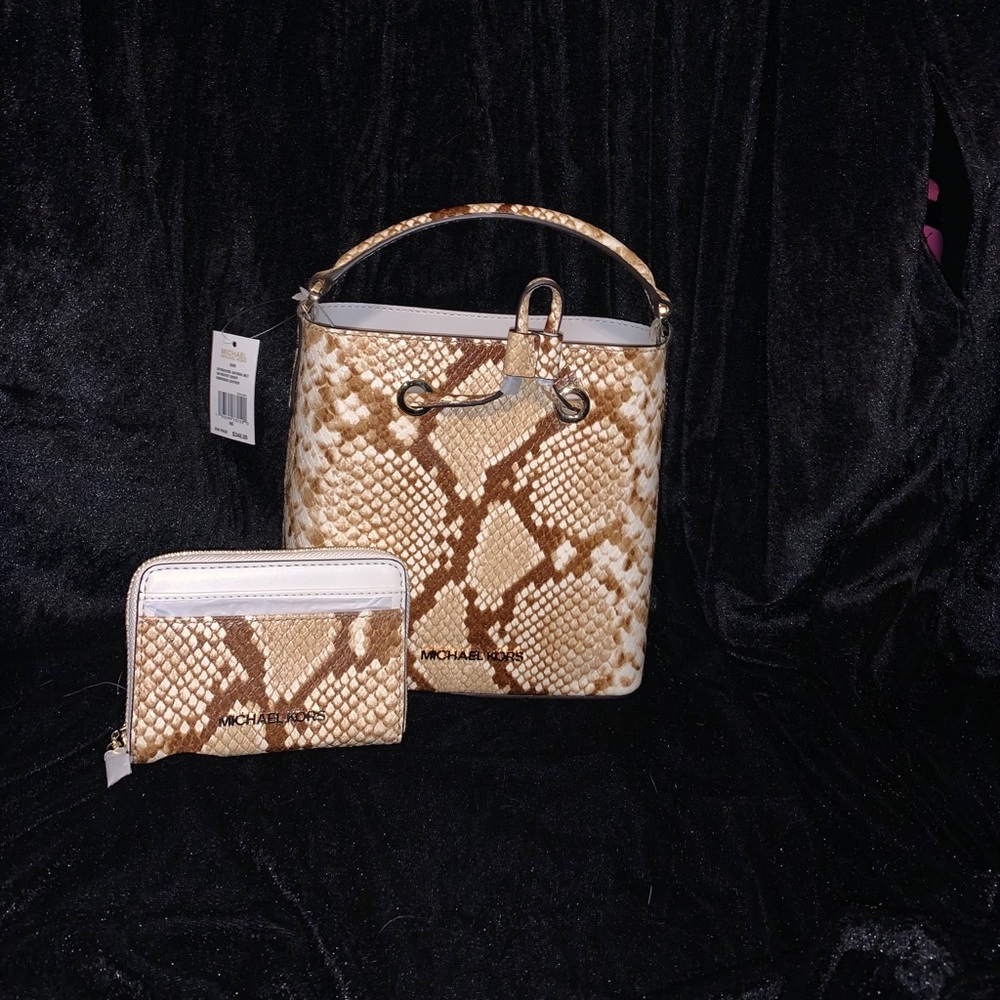 Only sold as set! Snake skin bucket mini & wallet